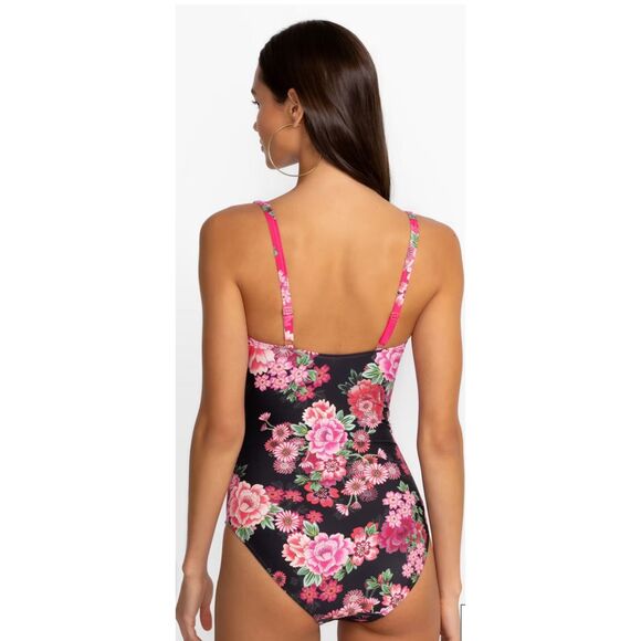 JOHNNY WAS PINK FLORAL RUCHED ONE PIECE. - RETAIL $198 - Picture 4 of 16